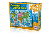 KS Games Jumbo Puzzle Colorful World Maps JP31015 - Colorland Toys